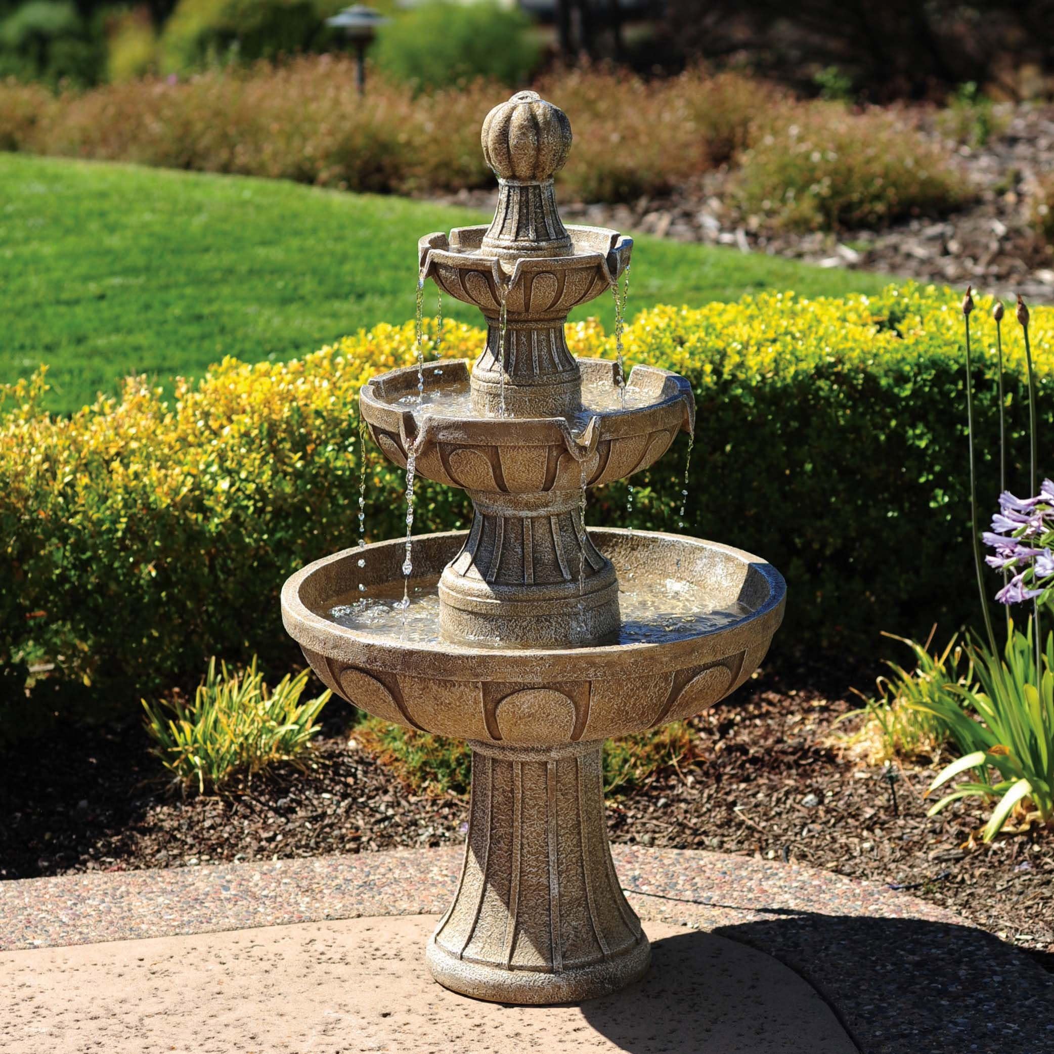 45" Elegant Napa Valley 3Tier Outdoor Garden Fiberglass Water Fountain