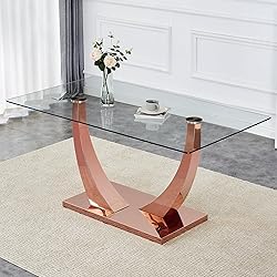 63" Glass Dining Table for 4 to 6 People, Modern