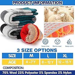 ANTSANG Kids Merino Wool Ski Socks for Girls Boys