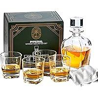 Regal Trunk & Co. Whiskey Decanter Sets | 4 Imperial Tumblers Whisky Decanter & Glass Set | Crystal Decanter Set Bourbon…