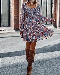 BTFBM Women Square Neck Smocked Dresses 2024 Summer