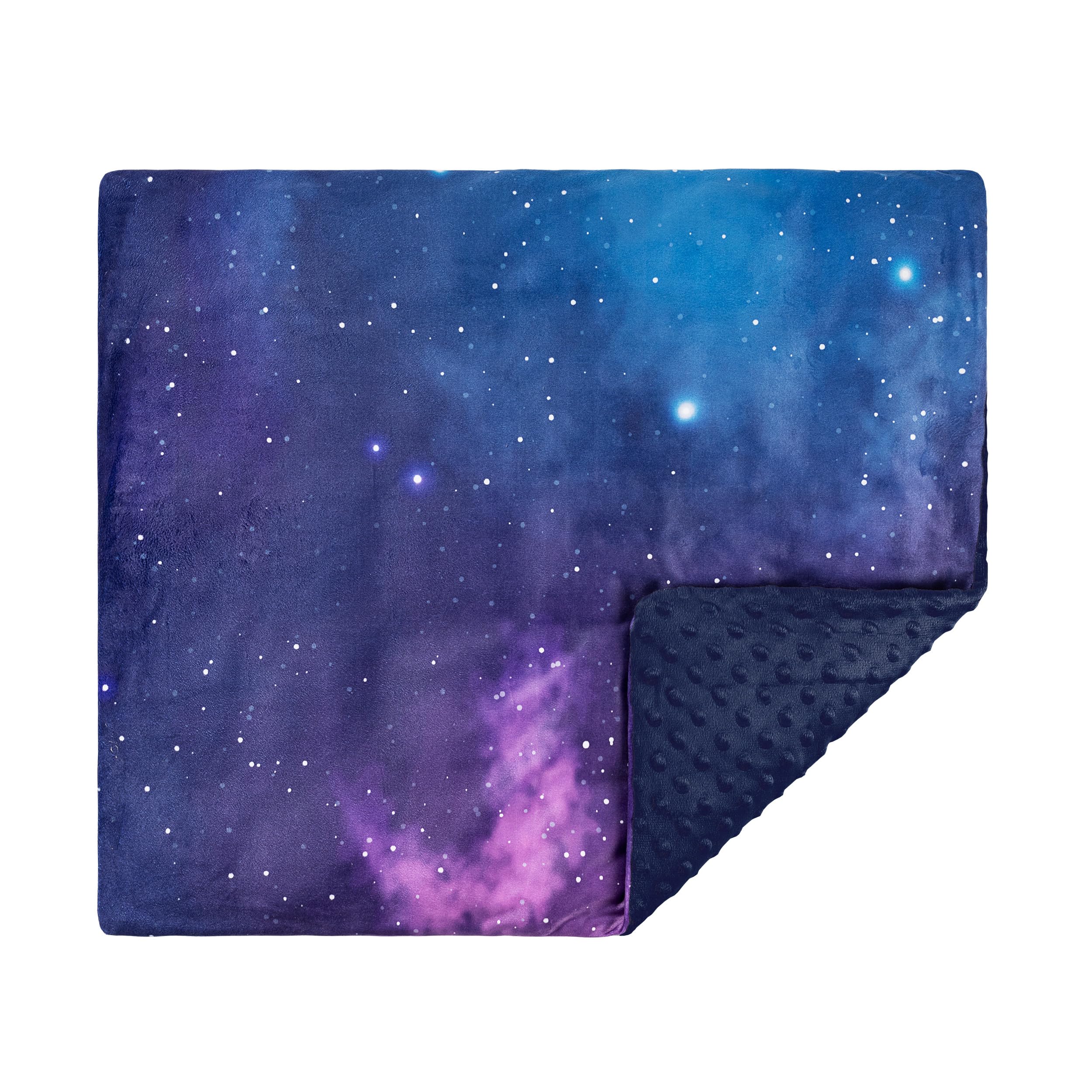 Solfres Small Weighted Lap Pad Blanket Throw, 20in x 23in 5 Lbs - Therapy Plush Travel Size with Removable Cover, Galaxy Space Stars, Washable