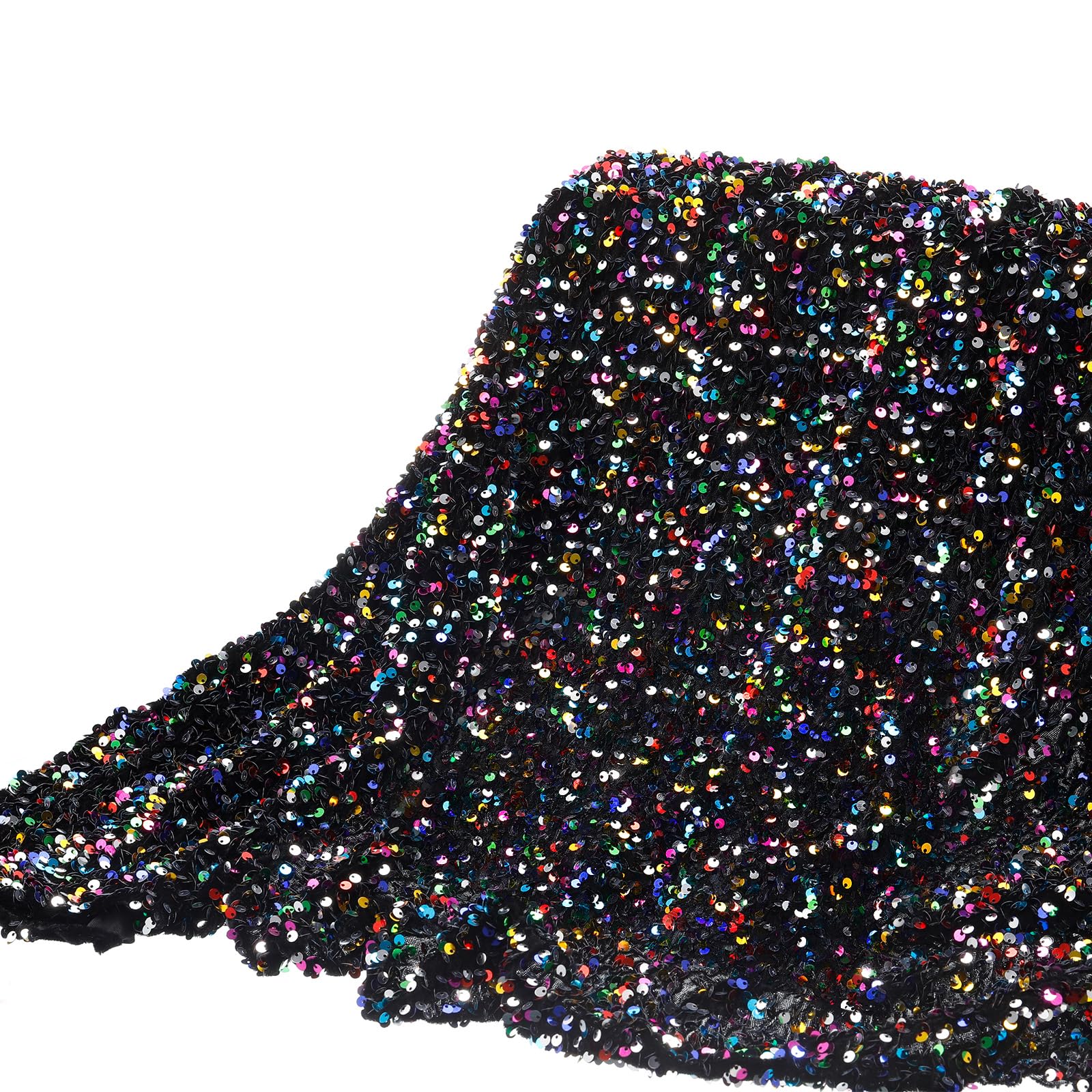 DMiotech 1 Yard Colorful Sequin Fabric Velvet Sparkly Iridescent Bling 4ft Width for DIY Sewing Tablecloth Backdrop Clothes Dress