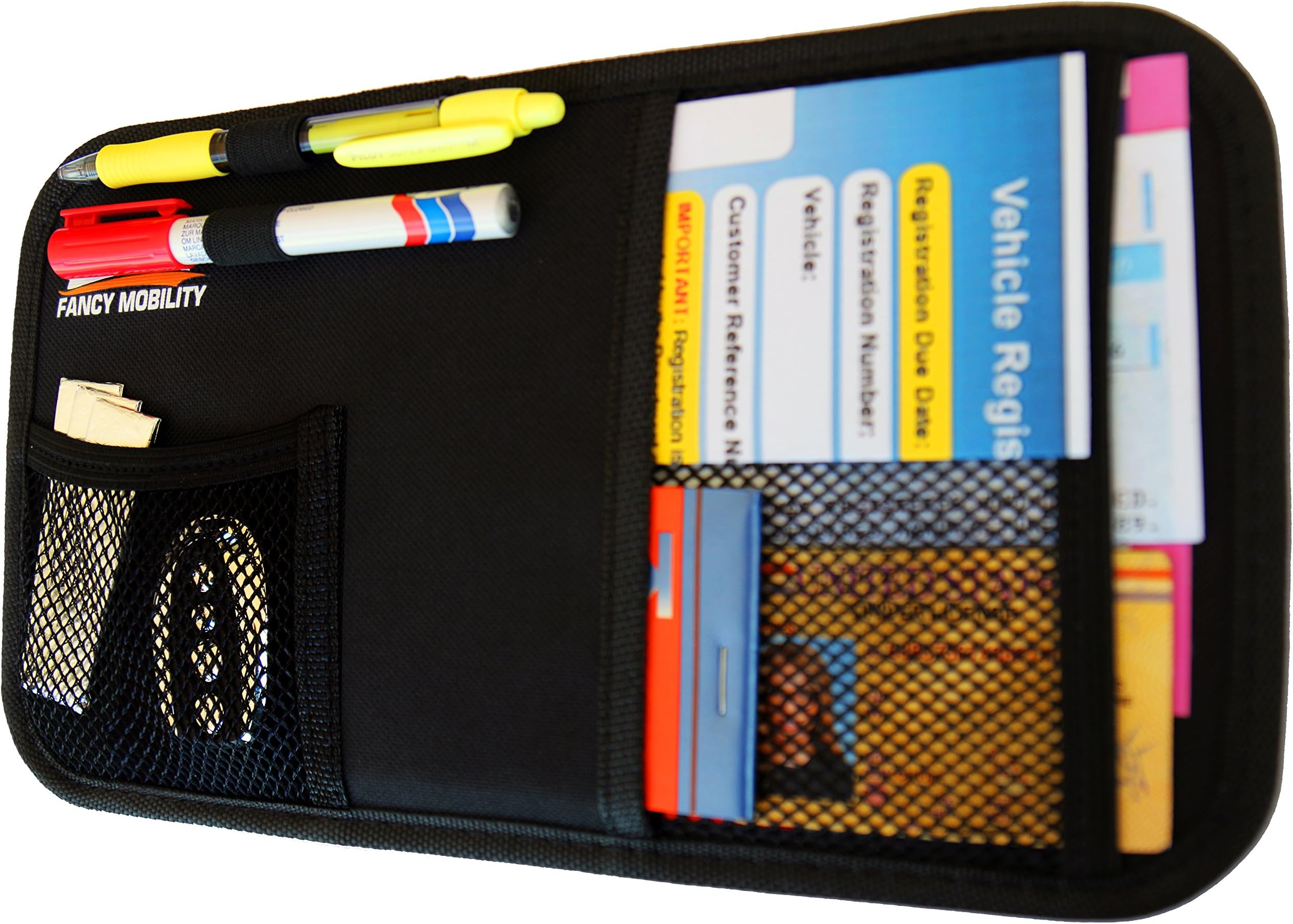 Fancy Mobility Car Sun Visor Organizer - Auto Accessories Document Holder - Car, Truck, SUV Registration & Insurance Storage Pouch - Road Trip Essential Gift for Any Driver (New Model)