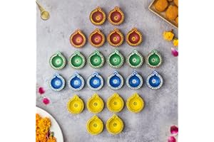 Letz Celebrate (Pack of 24) Diyas for Diwali Decoration, Handmade Clay Diya with Wicks, Diwali Decorations for Home, Diwali Diyas, Diwali Gifts, Earthen Lamps for Navratri Dussehra