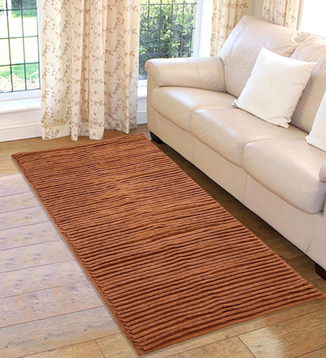 Buy Saral Home Soft Cotton MultiPurpose Chenille Rugs 70x180 cm, Brown