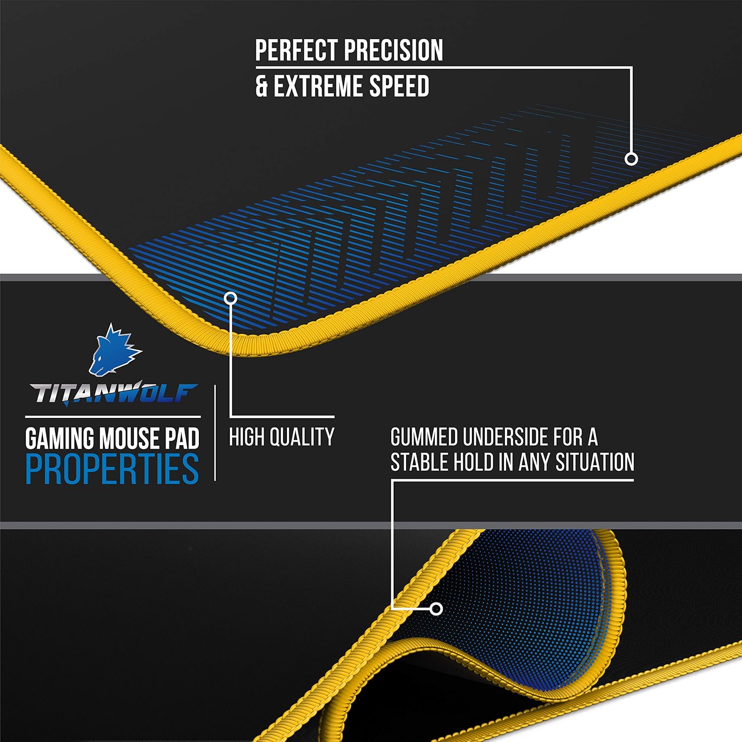 TITANWOLF XXL Speed Gaming Mouse Pad, Mouse Mat 900 x 400mm, XXL mousepad, table mat large size, improved precision and speed - Image 5