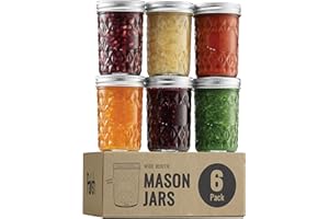 Paksh Novelty Mason Jars - Food Storage Container - 6-Pack - Airtight Container for Pickling, Canning, Candles, Home Decor, Overnight Oats, Fruit Preserves, Jam or Jelly