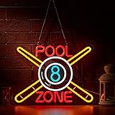Hoyoelec Pool Zone Neon Sign for Wall Décor Dimmable LED Billiards Neon Light USB Powered Neon Art Signs Decor