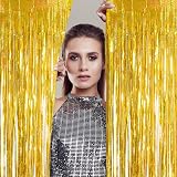YAAVAAW Glitter Gold Tinsel Curtain 2pcs 3.2x8.3ft Backdrop Party Decorations view 5