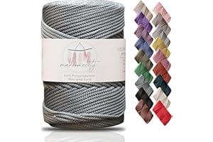 Makromecity, Premium Polyester Macrame Cord 3mm x 131 Yards (394 feet) 3mm Polypropylene Grey Macrame Cord Crochet Macrame Bag Cord Crafts for Wall Hangings, Bags, Underplate, Rug