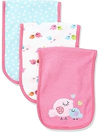 Gerber Baby Girls' 3 Pack Terry Burp Cloths