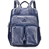 Angel Kiss Backpack Purse for Women Soft Washed Leather Multi Pocket Casual Travel Backpacks…