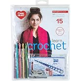 Red Heart Crochet Kit for Beginners, My Crochet Teacher, 22-Piece Set | Crochet Hook Set for Beginners with 5 Hooks, 2 Yarn Needles, 10 Stitch Markers, Knit Chek, Scissors, Guide and Pouch