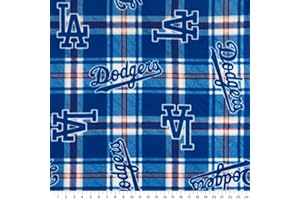 FABRIC TRADITIONS MLB Fleece Los Angeles Dodgers Plaid Blue, Fabric by the Yard