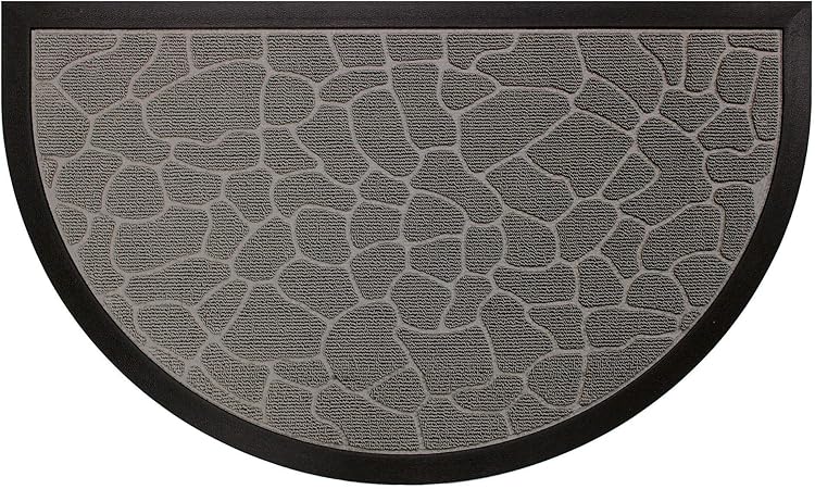 Douceur Dintérieur Tapis Dentree Demi Lune 45x75 Cm Pvc Galets Gris