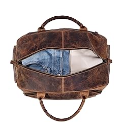 KomalC Leather Travel Duffel Bags for Men and Women