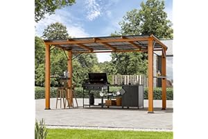 Modern Shade Hardtop Grill Gazebo 6'x12' with Side Shelf, Outdoor Metal Gazebo with Bottle Opener & Hooks, Garden Permanent B