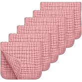 Looxii Muslin Burp Cloths Baby Girl 6 Pack - 20" x 10" - Ultra Soft & Absorbent, 6-Layer 100% Cotton for Spit Up & Drool- Gentle Burping Cloth, Baby Girl Newborn Essentials Shower Gifts, Bean Paste