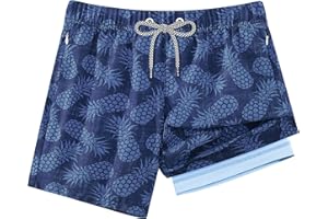 APTRO 2 in 1 Boy's Swim Trunks Quick Dry Kids Bathing Suits Zipper Pockets Board Shorts 5-16Y
