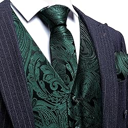 Barry.Wang Formal Men Hunter Green Flower Vest