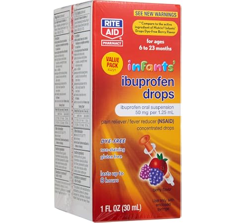 Amazon Com Rite Aid Infants Dye Free Ibuprofen Drops Berry Flavor 50 Mg 2 Pack Infant Pain Reliever Health Personal Care