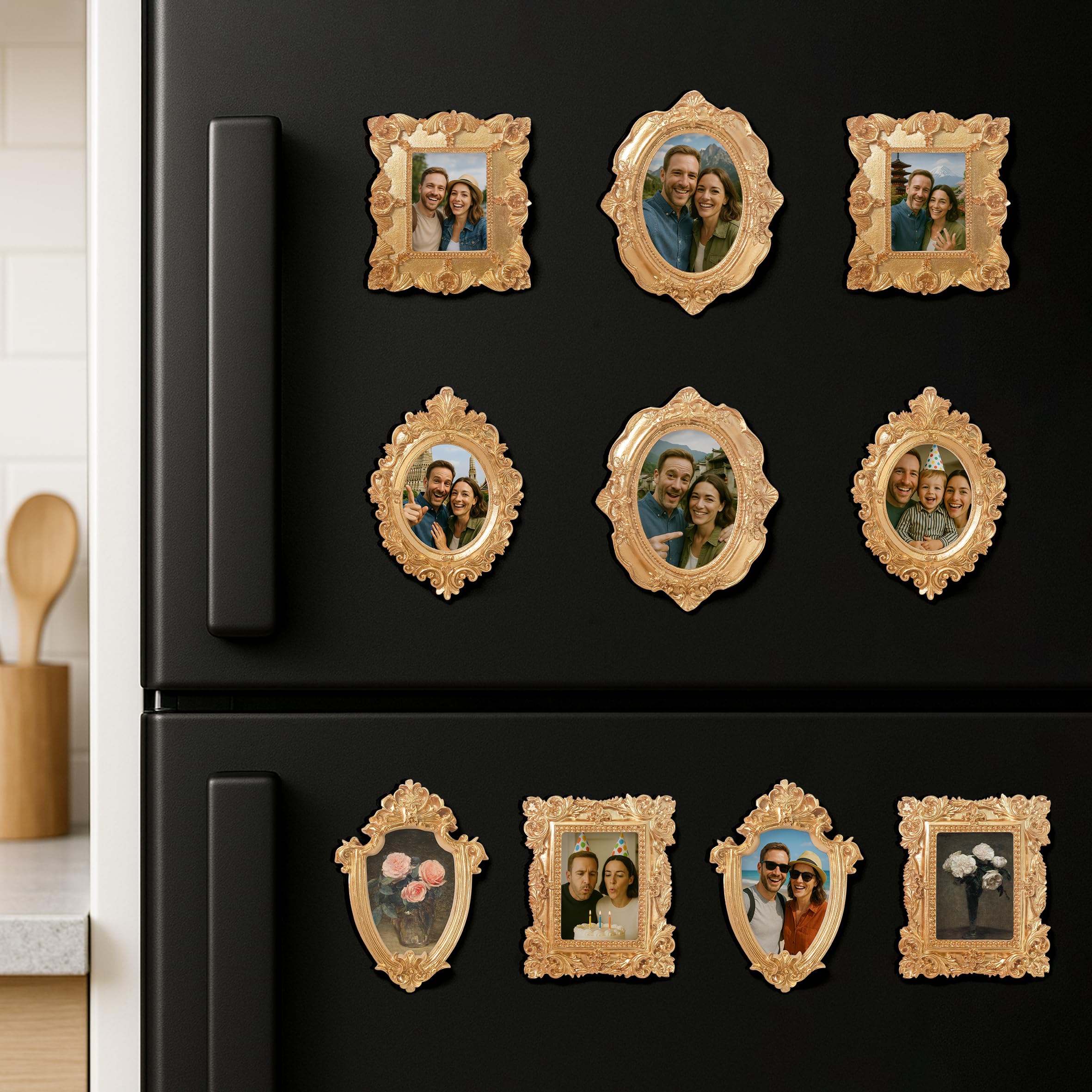 Photo 1 of 97 Decor Small Gold Picture Frames Set - 10 Mini Vintage Frames For Galley Wall, Assorted Gold Vintage Picture Frame Bulk, Antique Ornate Miniature Frame (without Standing And Backing, Non-magnetic)