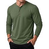 Cotrasen Henley Shirts for Men Long Sleeve Cotton Causal T Shirt | 3-Button Henley Neck, Soft, Breathable, Moisture Wicking, Lightweight, Layering, Casual Stylish