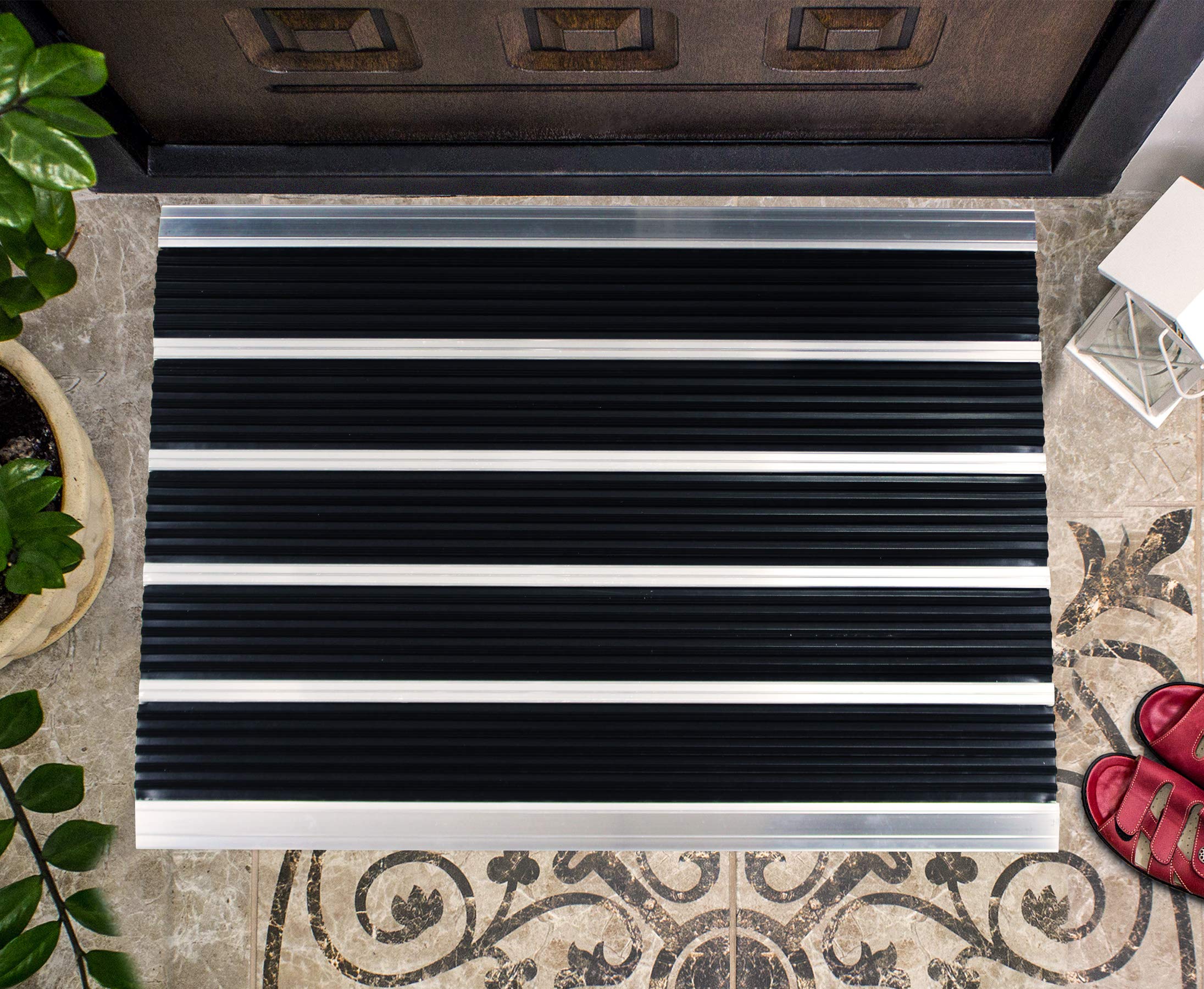 Doortex Alumat, Outdoor Entrance Mat/Scraper Doormat, Black, 39 x 60 cm