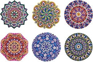 DIAMOND ART CLUB Coasters - Mandalas Harmony, Diamond Painting Kit, Fun DIY Crafts for Adults, Diamond Art Coasters for Beginners, 4" x 4" (Pack of 6)