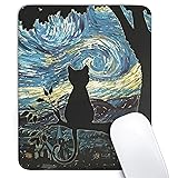 Cute Black Cat Square Mouse Pad,Aesthetic Cat Mouse