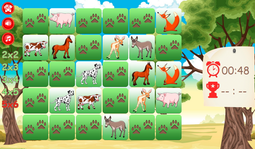 Игра где нужно искать одинаковые картинки на карточках