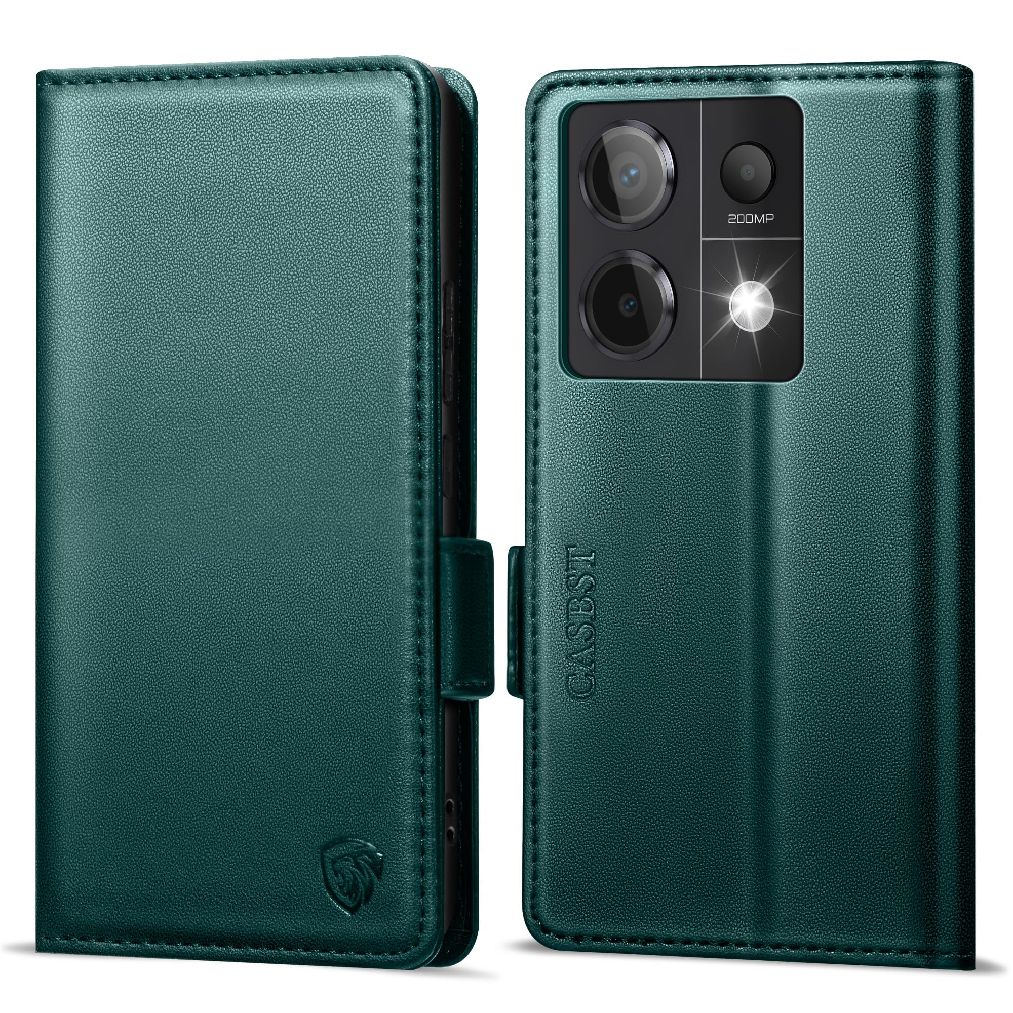 CASBST Mobile Phone Case for Xiaomi Redmi Note 13 Pro 5G/Poco X6 5G, Leather Protective Case, Foldable with Card Slot, Stand, Magnetic Mobile Phone Case with RFID Flip Case, Flip Case for Redmi Note