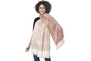 Weavers Villa Women's Pashmina Wool Blend Indian Handicraft Woven Shawls, Scarf, Wraps [Large Size: 40" X 80"]