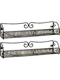 DecoBros 2 Pack Wall Mount Single Tier Mesh Spice Rack, Bronze