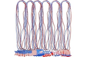 MOON BOAT 36PCS Fourth/4th of July Necklaces Beads: Patriotic Accessories Bulk Memorial Day Party Favors Decor Decorations-Star Uncle Sam Hats