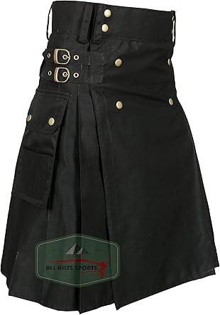 mens black utility kilt