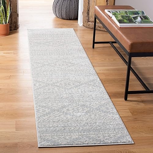 Safavieh Tulum Collection TUL272F Moroccan Boho Tribal Non-Shedding Stain Resistant Living Room Bedroom Runner, 2' x 11' , Light Grey / Ivory