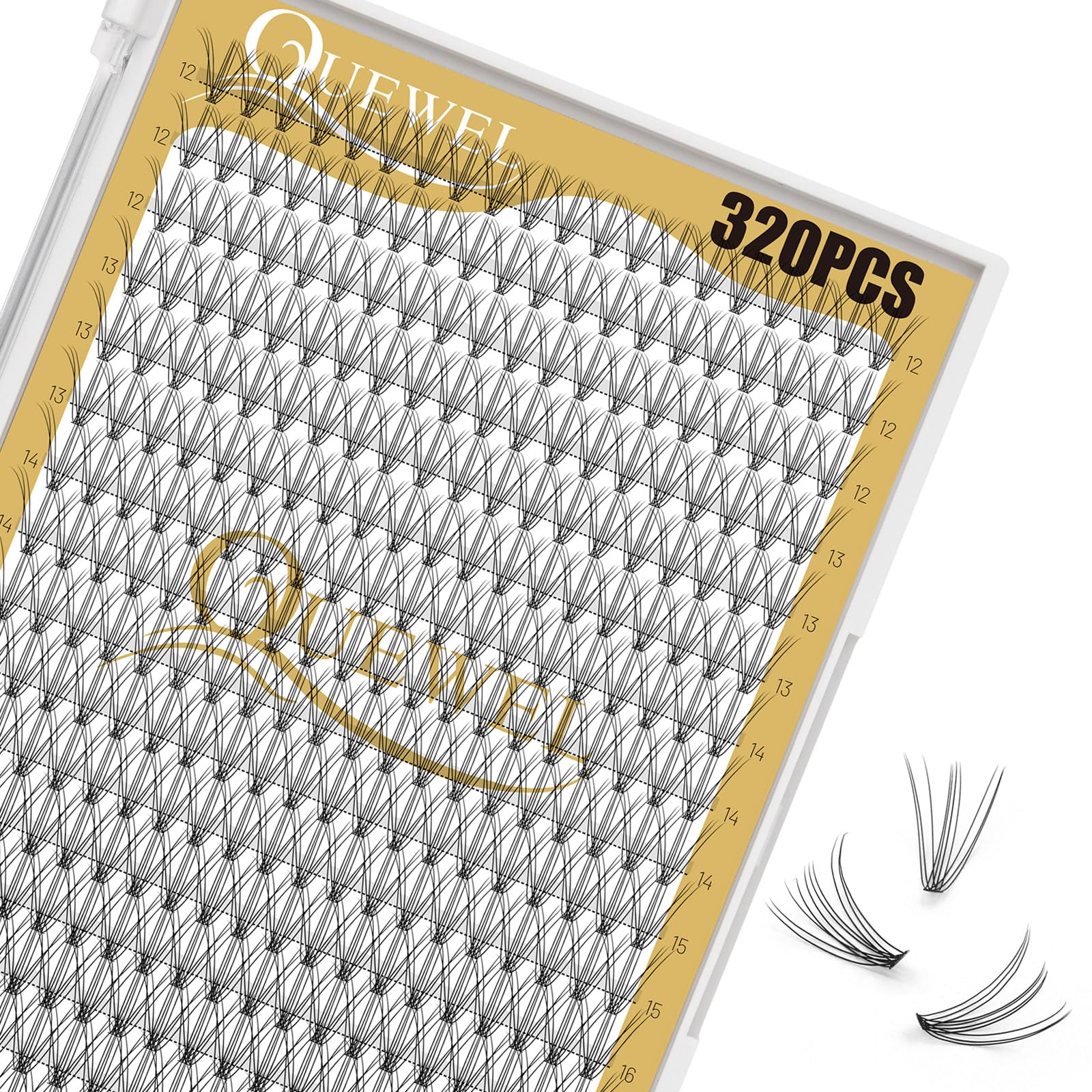 320Pcs Individual Lashes QUEWEL Cluster Lashes 10D D Curl MIX12-18mm Individual Lash Extension Lash Clusters DIY Eyelash Extensions For Home Use (10D 0.10D MIX12-18mm)