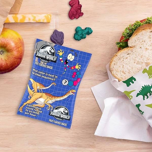 JURASSIC WORLD FRUIT FLAVORED SNACKS, GLUTEN FREE, KIDS SNACKS, 10 CT, 8 OZ