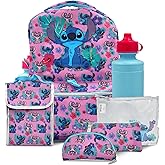 Fast Forward Lilo and Stitch Backpack for Girls 16 inch- 6-Piece Set, Perfect for School, Stitch Book Bag with Lunch Box, Perfect for Back to School & Elementary Age Girls