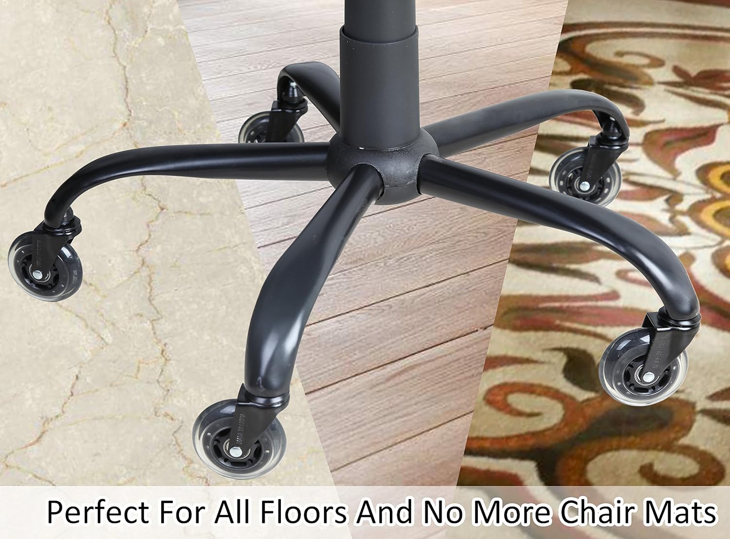 Finnhomy Office Chair Caster 3'' Wheels Hardwood Floor Wheels Replacement Set of 5 Gaming Swivel Chair casters Rolling Desk Chair Casters Durable Rolling Smooth Heavy Duty Black: Furniture & Decor