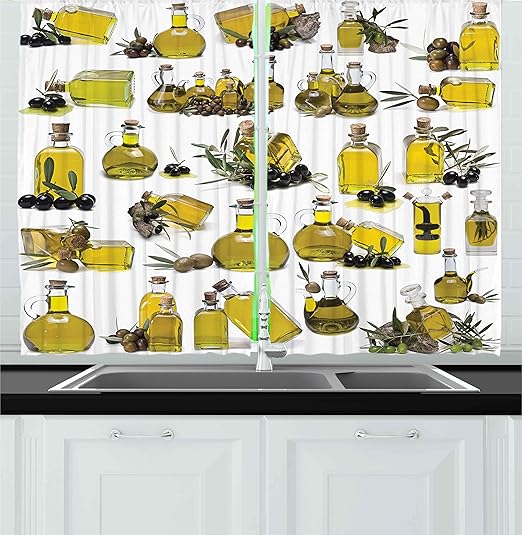 Amazon Com Ambesonne Vintage Kitchen Curtains Large Group Of