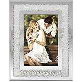 Pavilion Gift Company 85116 Glorious Occasions - Our Engagement White Crystal Mirrored 4x6 Picture Frame,, SILVER