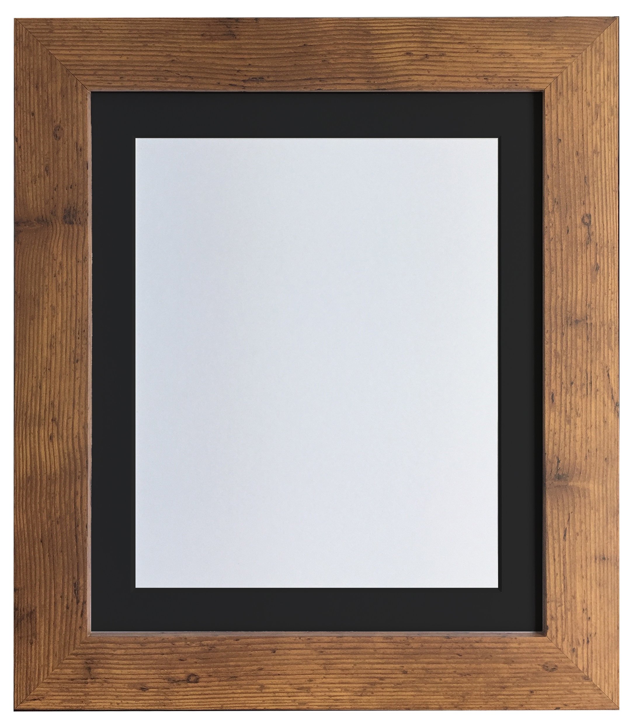 FRAMES BY POST London Picture Photo Frame, Vintage Wood with Black Mount, 40 x 30 cm Image Size 12 x 8 Inches