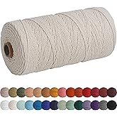 XKDOUS Beige Macrame Cord 2mm x 220yards, Colored Macrame Rope, Cotton Rope Macrame Yarn, Colorful Cotton Craft Cord for Wall