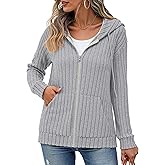 VIISHOW Womens Fall Lightweight Zip Up Hoodies Sweatshirts Comfy Loose Long Sleeve Sweatshirt Solid Color Jacket with Pockets
