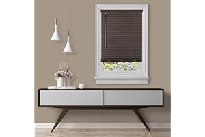 ACHIM HOME FURNISHINGS Cordless Room Darkening Plantation Blind - 35 Inch Width, 64 Inch Length, 2" Vinyl Slat Size - Mahogany - GII Madera Falsa Faux Wood, Light Filtering Horizontal Windows Blinds by Achim Home Decor