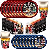 Treasures Gifted Power Rangers Birthday Party Supplies - Serves 16 Guests - Dinnerware Classic Set Officially Licensed Power Rangers Party Supplies - Power Rangers Napkins, Power Rangers Plates & Cups