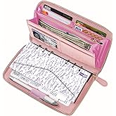 Cash Envelope Wallet All in One Budget System with 12x Tabbed Cash Envelopes, 12x Monthly Budget Cards,1x Yearly budget planner sheet Complete Money Organizer Set for Cash RFID Protection